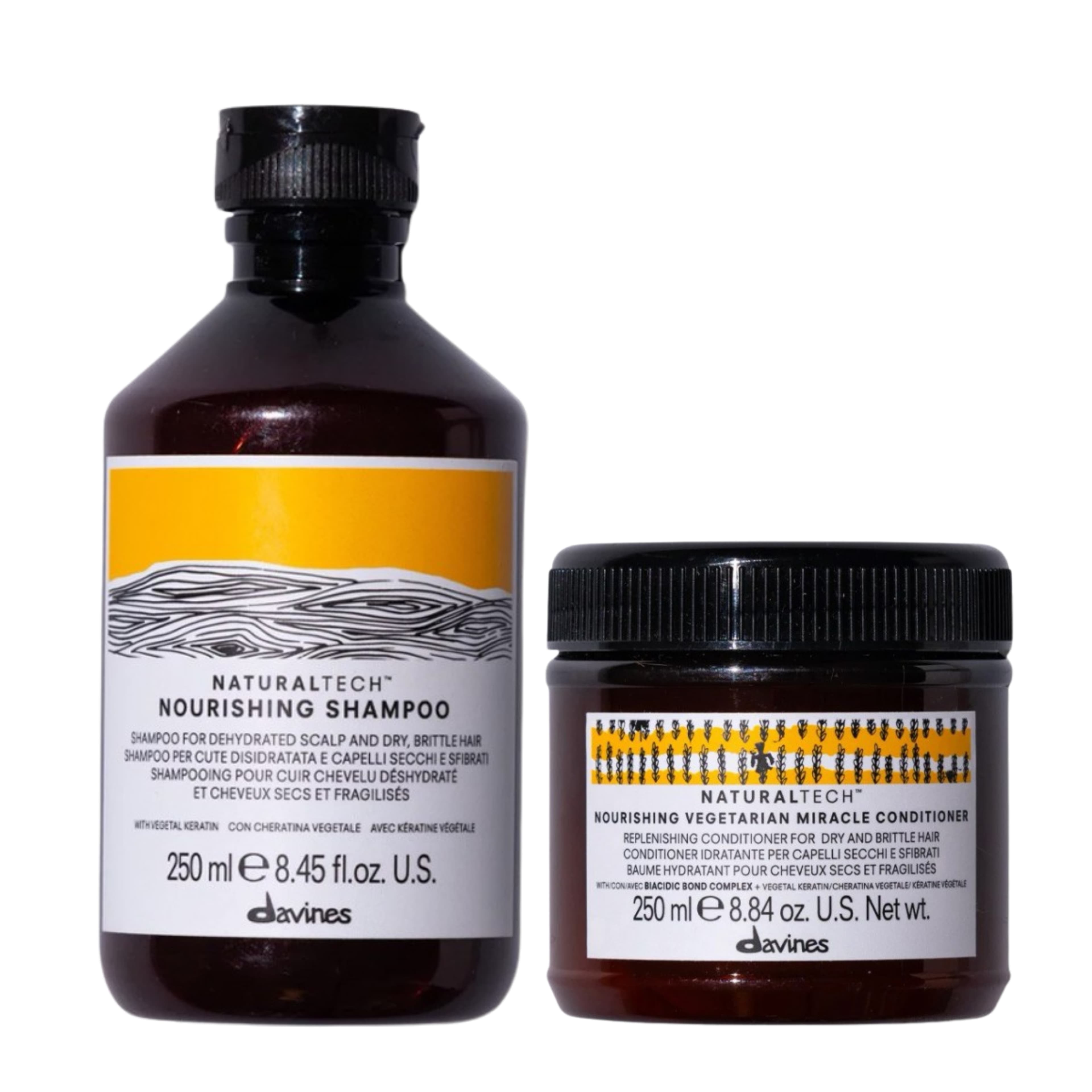 Davines Kit NOURISHING Rutina Capilar Hidratación y Reparación | Champú 250ml + Acondicionador Vegetal Miracle 250ml