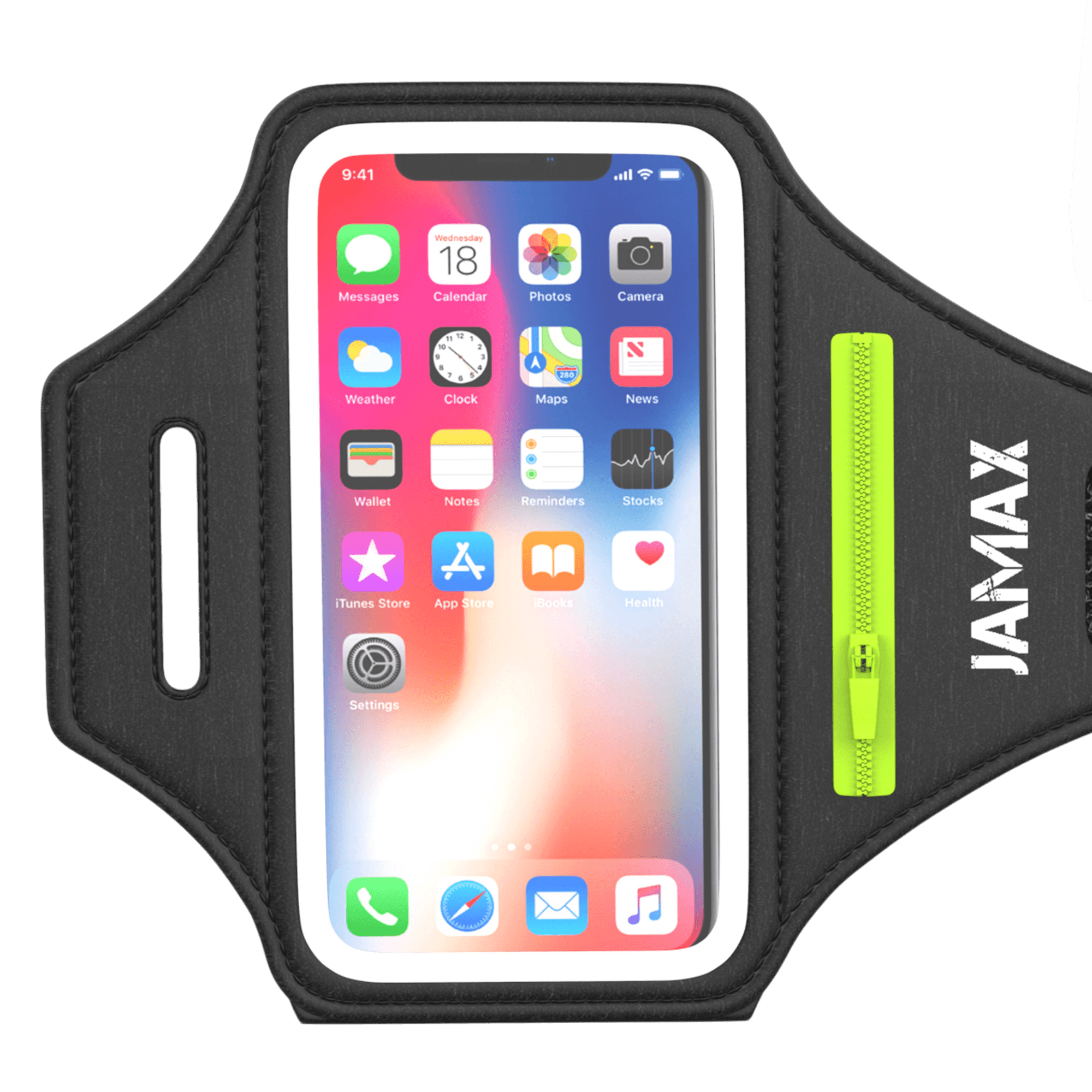 Brazalete Movil Running JAMAX | Porta Movil Running | Brazalete Deportivo Ajustable para Correr | Funda movil para Correr Compatible (Negro)