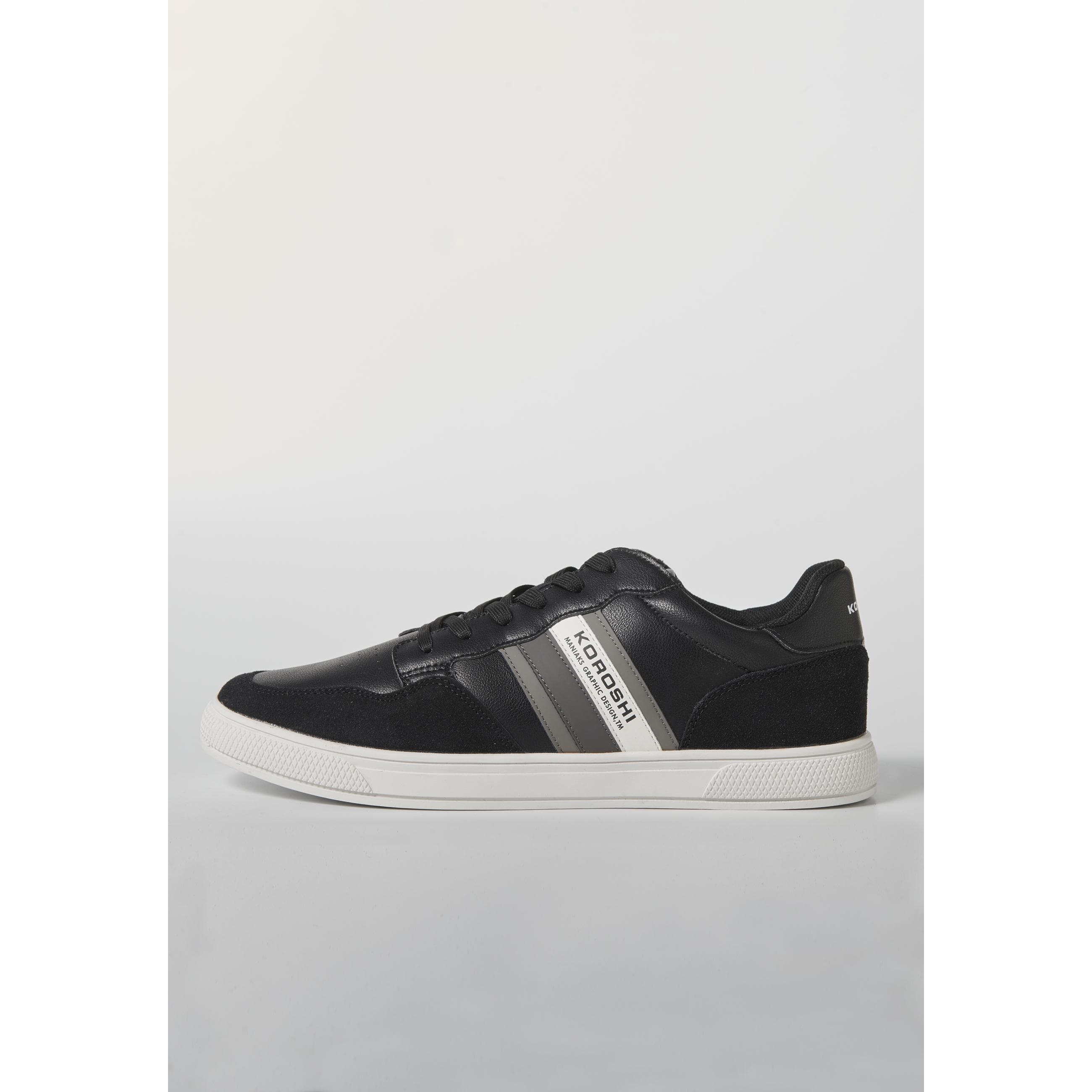 Koroshi - Zapatillas deportivas casual hombre modelo 2221XC01 de textil poliéster con diseño bicolor blanco y negro, forro y plantilla textiles transpirables