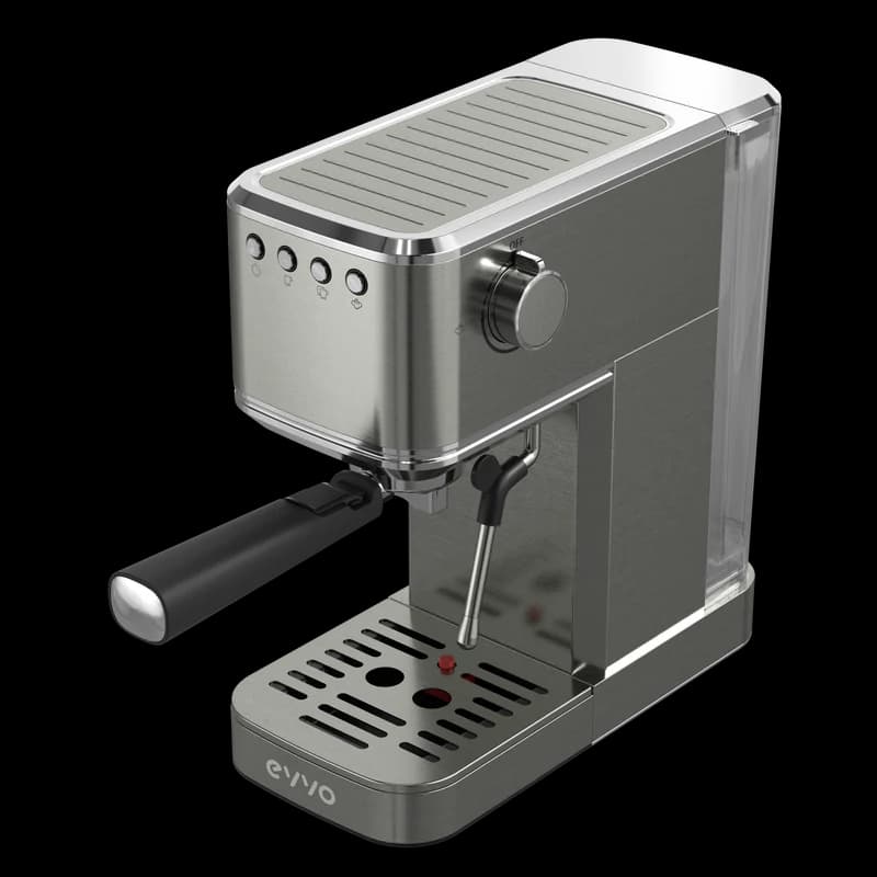 EVVO Cafetera Express Intensa, 20 bares, cuerpo de acero, Espressos y Capuccinos, 1350W, Dos Salidas, Depósito de 1,2 l
