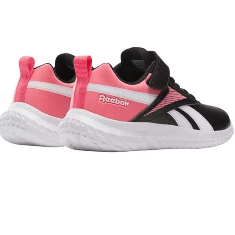 Reebok - Zapatillas Rush Runner Syn para niño con cordones elásticos y cierre de velcro, suela de goma moldeada y entresuela de EVA