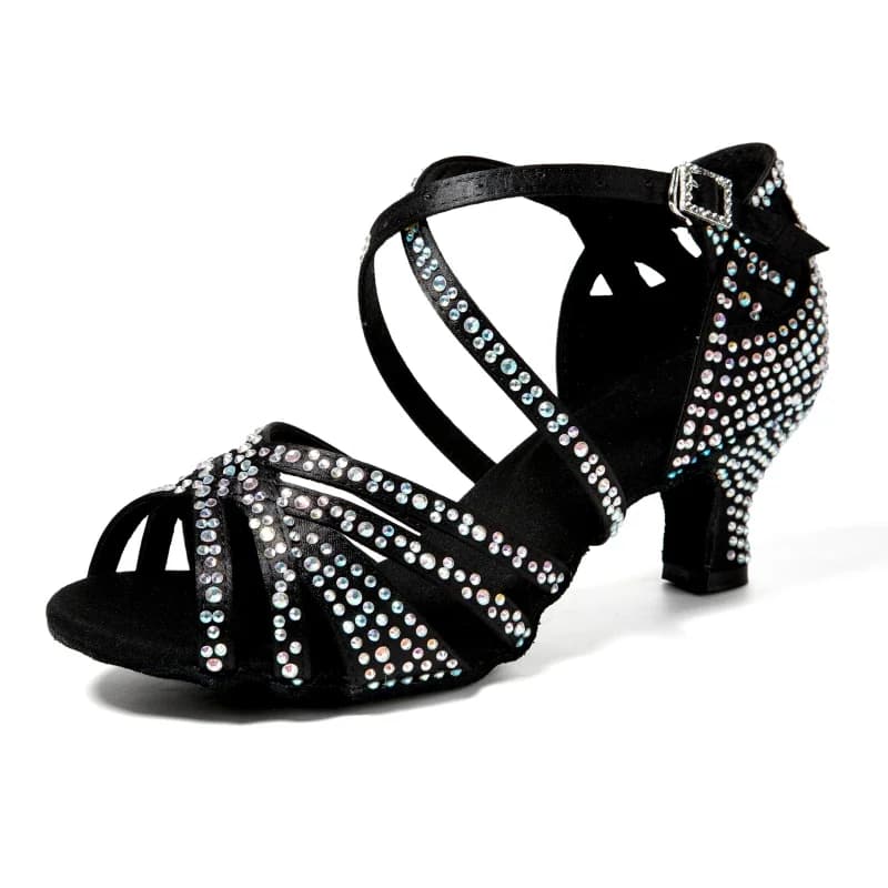Zapatos De Baile Latín Con Diamantes: Suela Suave Y Suela De Cuero Para Baile En Salón Zapatos De Baile Para Niñas De Talla Verdadera