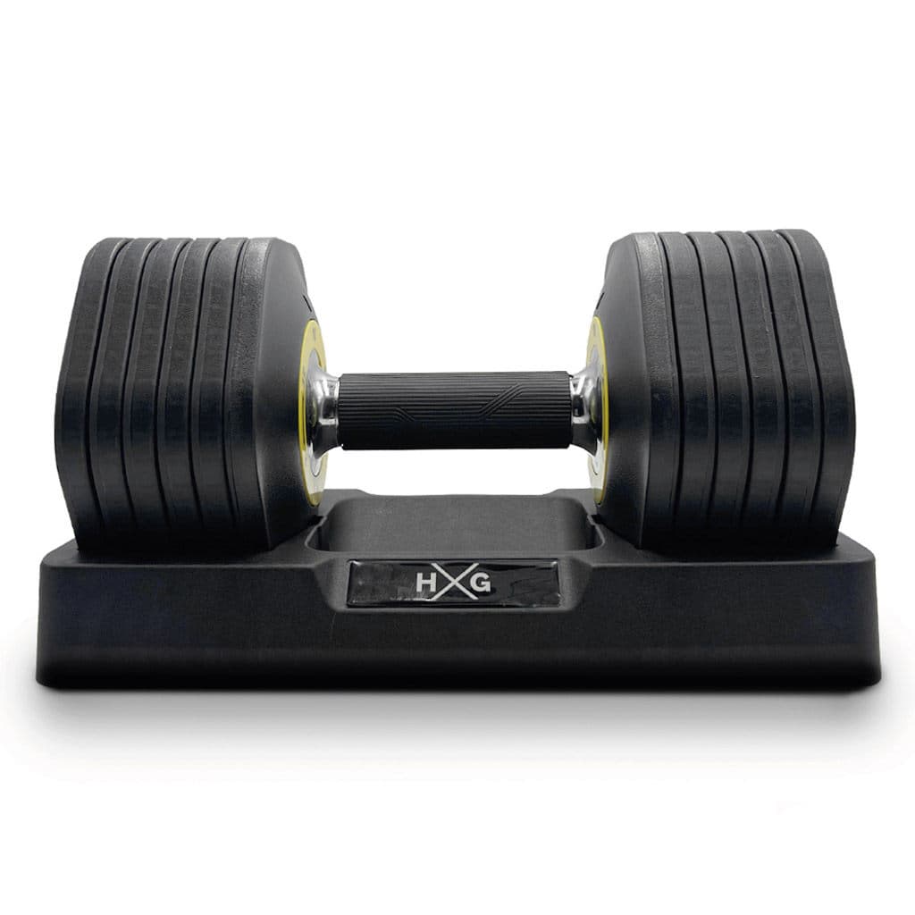 HxG Mancuernas Ajustables de 2 a 40 kg · Entrena en Casa o en el Gimnasio · Versátiles, Compactas y para Todos los Niveles · 12kg, 20kg, 24kg, 32kg, 40kg