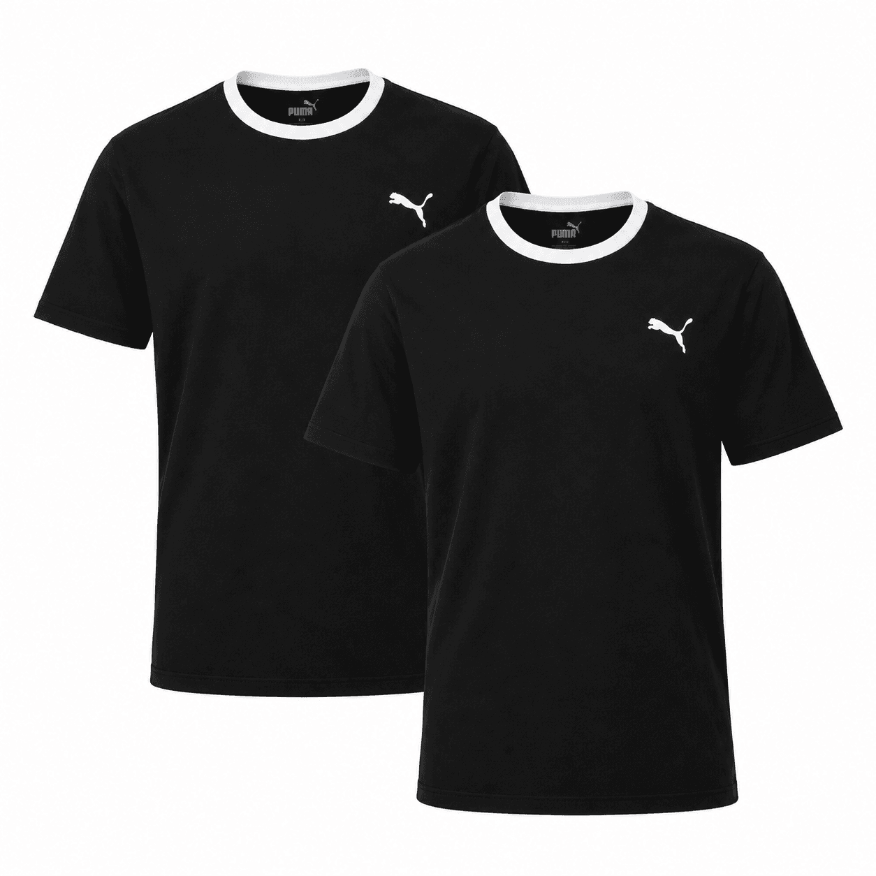 Pack de 2 camisetas de running Puma Reactive Color Block para hombre, disponibles en color Dark Denim y negro