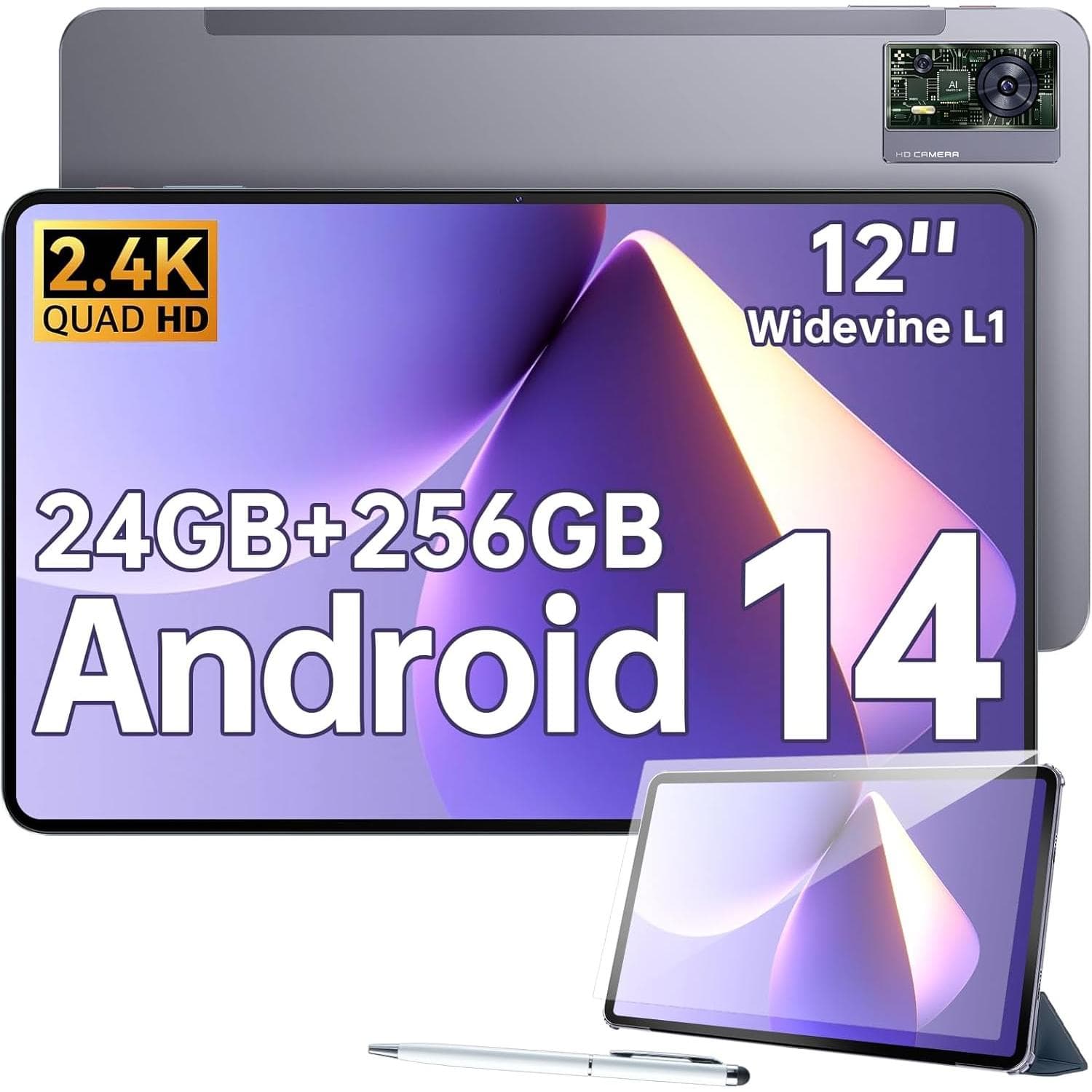 Oukitel OT5S Tablet Android 14 de 12 Pulgadas 24GB+256GB/2TB 8250mAh 16MP Pantalla IPS 2.4K Dual SIM 4G LTE, Widevine L1, Octa Core