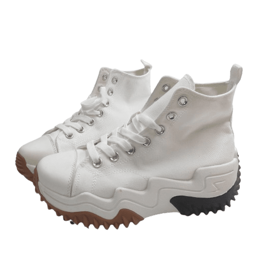 Zapatillas de Lona Mujer y Plataforma Dentada – Deportivas Casual, Estilo Urbano Blancas / Encarni Zapatería