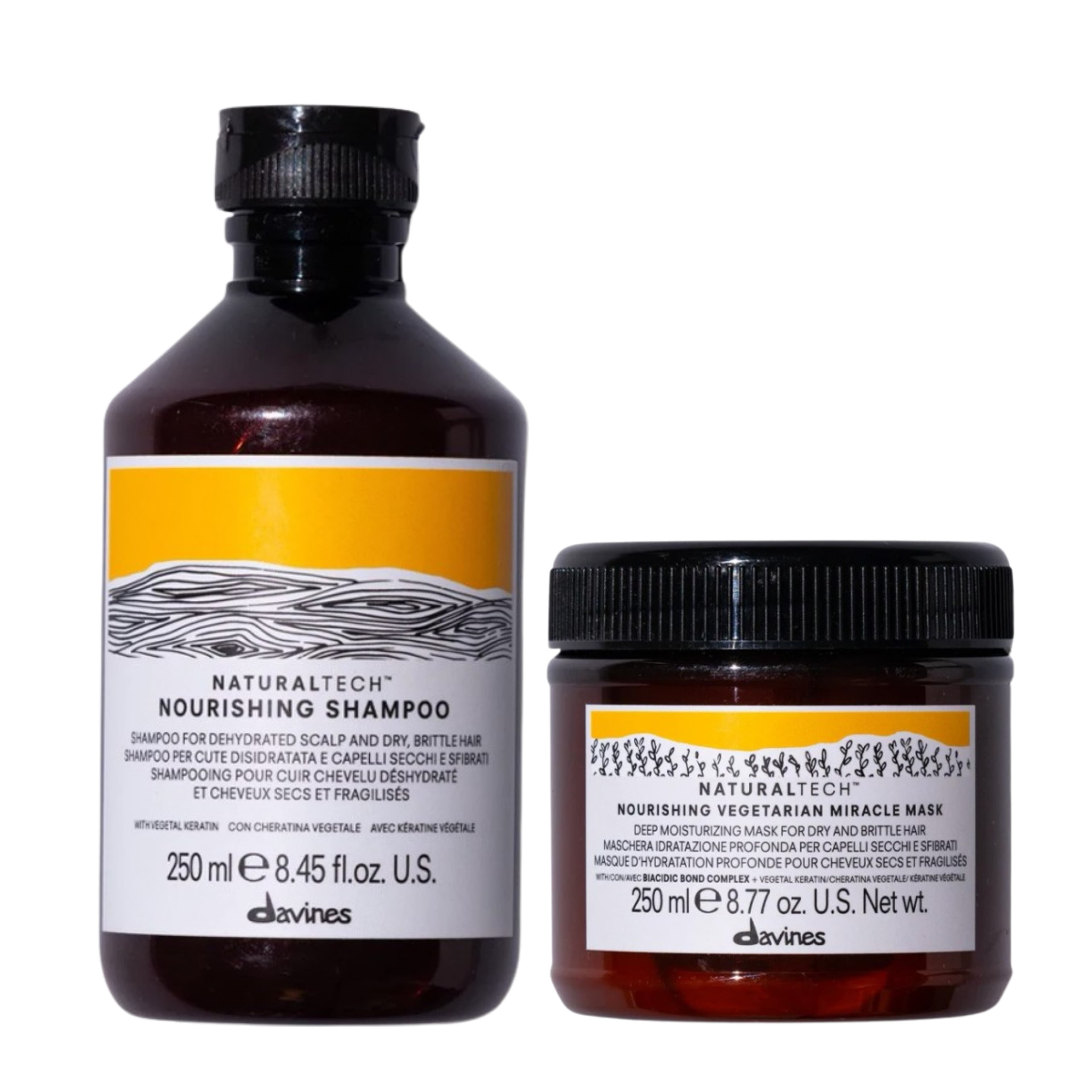 Davines Kit NOURISHING Rutina Capilar Mascarilla Nutritiva | Champú 250ml + Mascarilla Vegetal Miracle 250ml