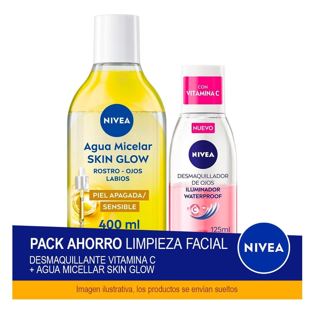 NIVEA Pack Ahorro Limpieza Facial: Desmaquillante Vitamina C + Agua Micellar Skin Glow