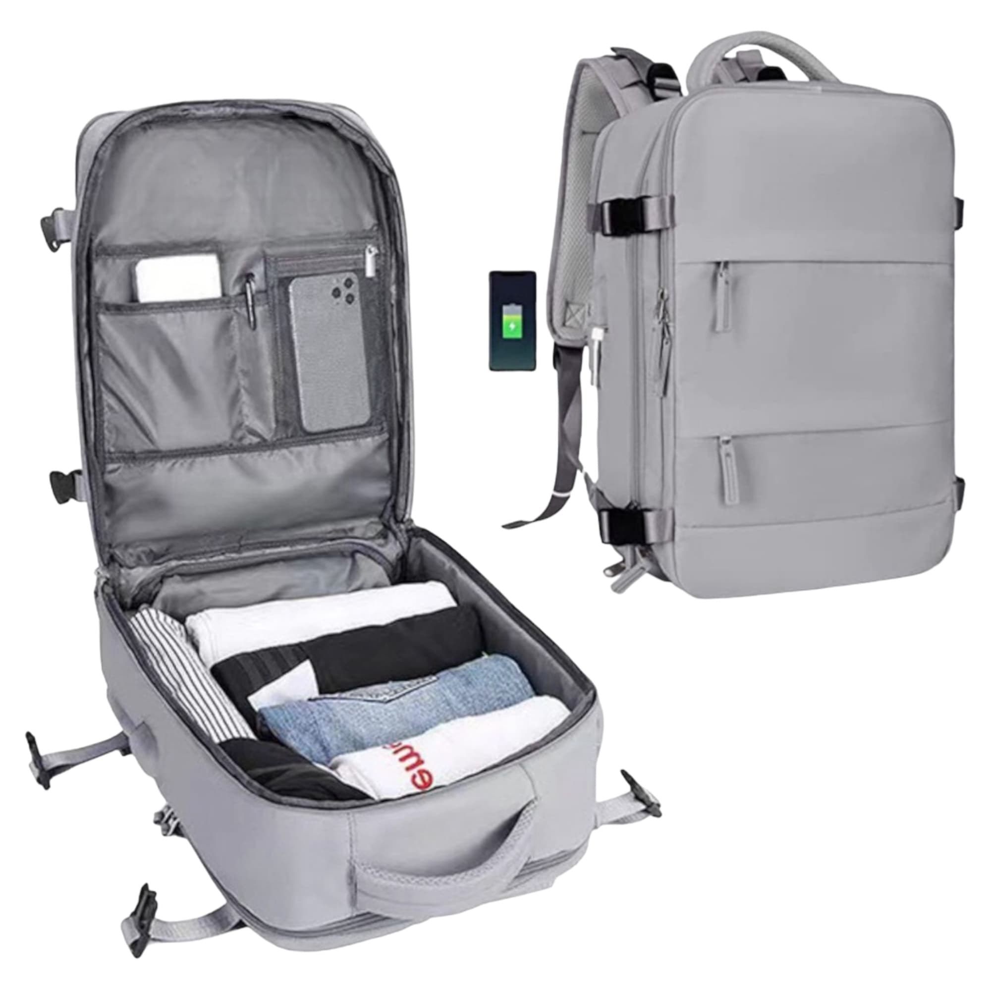 Mochila de Viaje para Cabina de Avión 45x36x20 para Vueling, EasyJet, Ryanair Equipaje de Mano Impermeable y Espaciosa con Compartimento para Zapatos y Puerto USB Mochila Antirrobo Multifuncional para Viajes y Escapadas ( 2210-001 1288 2350 )