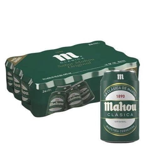 Mahou Clásica Cerveza Dorada Lager, Auténtica Cerveza Mahou 4.8% Vol. Alcohol, Pack 24Latas x 33cl