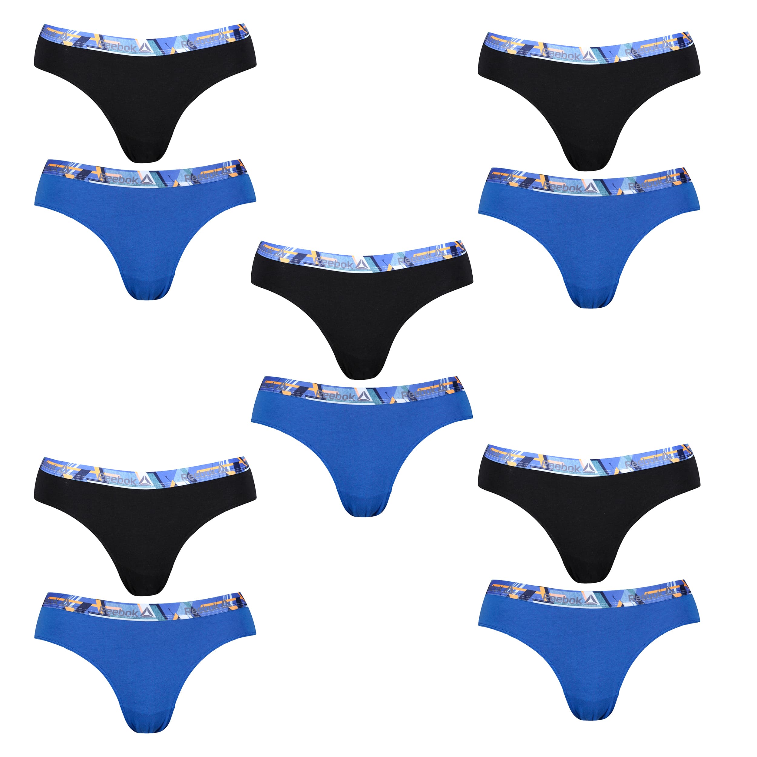 Pack 10 braguitas para mujer REEBOK en color azul cobalto/negro Talla S