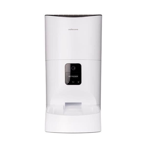 Mellerware - Comedero Automático Petto Eat con Cámara HD y Grabación de Voz, Dispensador Comida cuenco App WiFi 2.4GHz Apto Lavavajillas, Programable, Perros, Gatos, Animales, Mascotas