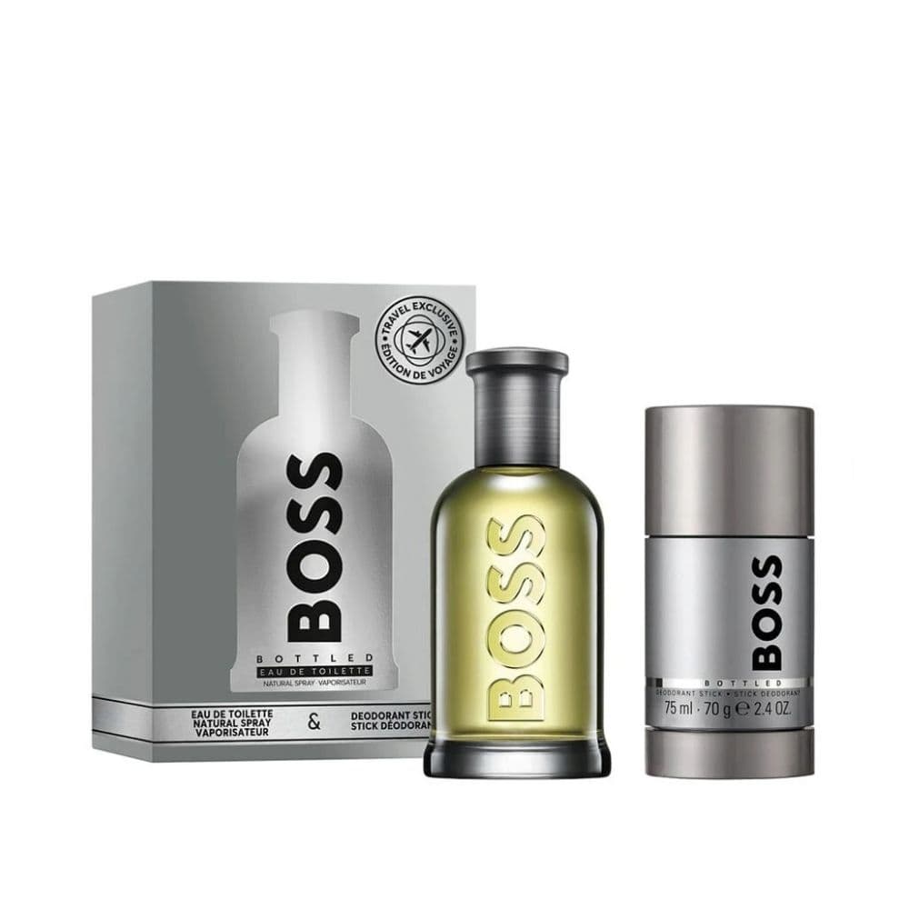 Hugo Boss - Boss Bottled Set Regalo para hombre Eau de Toilette 100 Ml. + Desodorante Stick 75 Ml. | Estuche regalo hombre. Elegancia Atemporal, Manzana Verde y Calidez Especiada 🍏🌲🎁