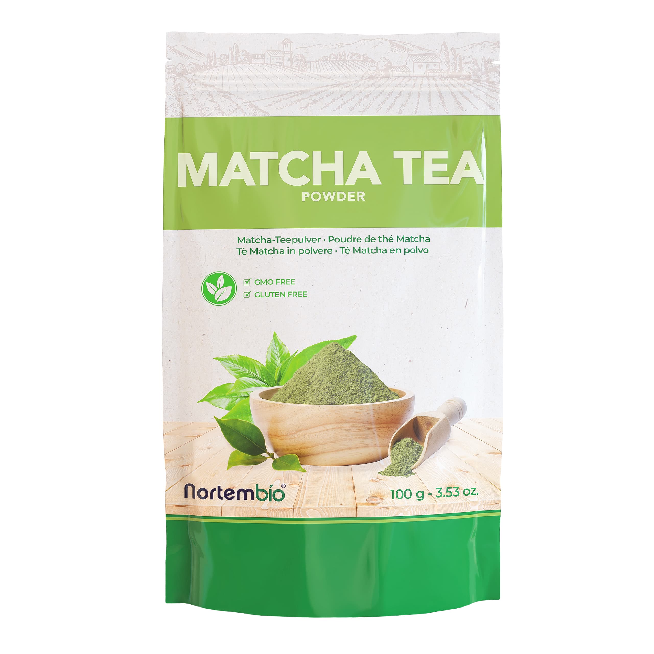 NORTEMBIO Té Matcha en Polvo 100% Natural 100g | Sin Conservantes ni Aditivos | Para Batidos, Postres y Repostería