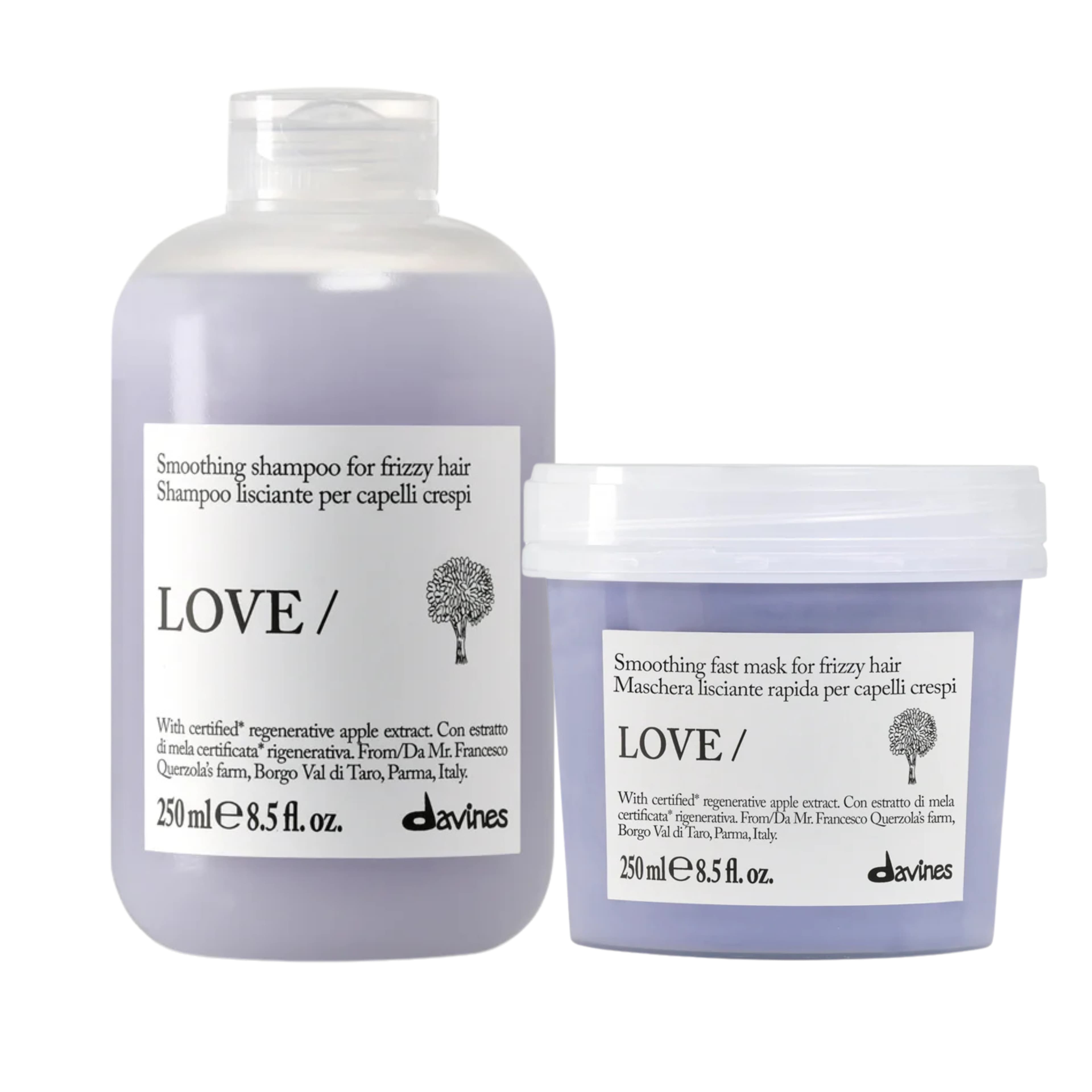 Pack Davines LOVE Champú Suavizante 250ml + Mascarilla Suavizante 250ml – Control del Encrespamiento