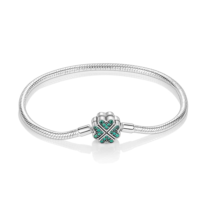 Pulsera De Plata Esterlina 925 Para Mujer Con Encantos De Corazón Llave Clover De Cuatro Hojas Cadena De Serpiente Pulsera Original DIY Joyería