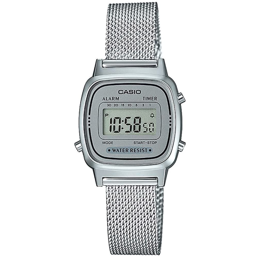 Casio La670wem-7ef Reloj Digital Con Calendario Para Mujer Color Plateado.