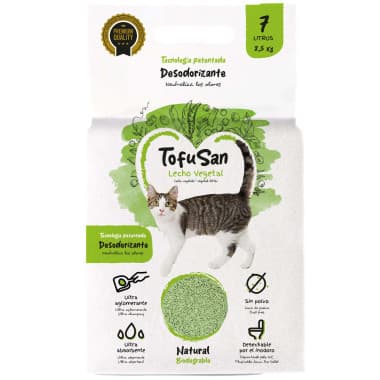 Lecho Vegetal de Tofu para Gatos TofuSan 21 L | Arena Sanitaria Natural Aglomerante