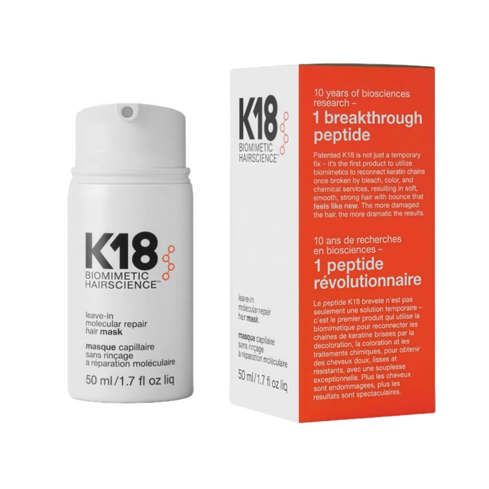 K18 Mascarilla Capilar Sin Enjuague Reparación Molecular para el Cabello Dañado 50 ML