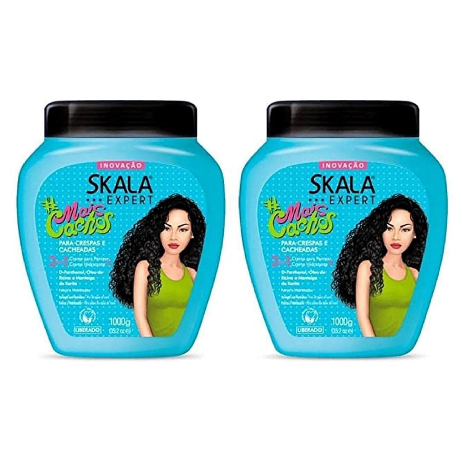CasaSofia- SKALA Pack de 2 - Mais Cacho 2 en 1, 1000g. co-wash. Textura 3A, 3B, 3C. Hidratar rizos, eliminar el encrespamiento, para cabello rizado - Crema de tratamiento acondicionador 2 en 1 y crema para peinar , ideal para rizos.
