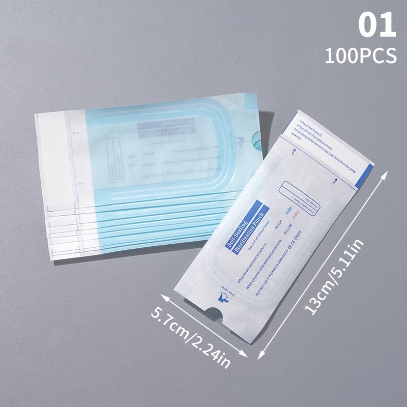 100pcs Sacos De Esterilización De Papel Médico Dental Odontología Tattoo Herramientas De Arte De Uñas De Grado Médico Auto Sellado Para Manicura Y Peluquería