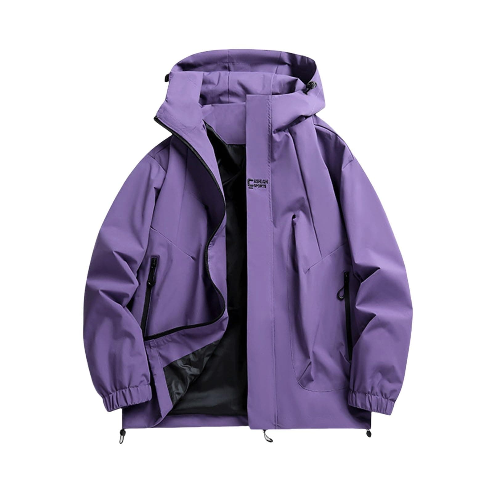 Chaqueta De Mujer Para Primavera Otoño Con Capucha De Color Sólido Larga Impermeable Y Windproof Estilo Casual Deportivo