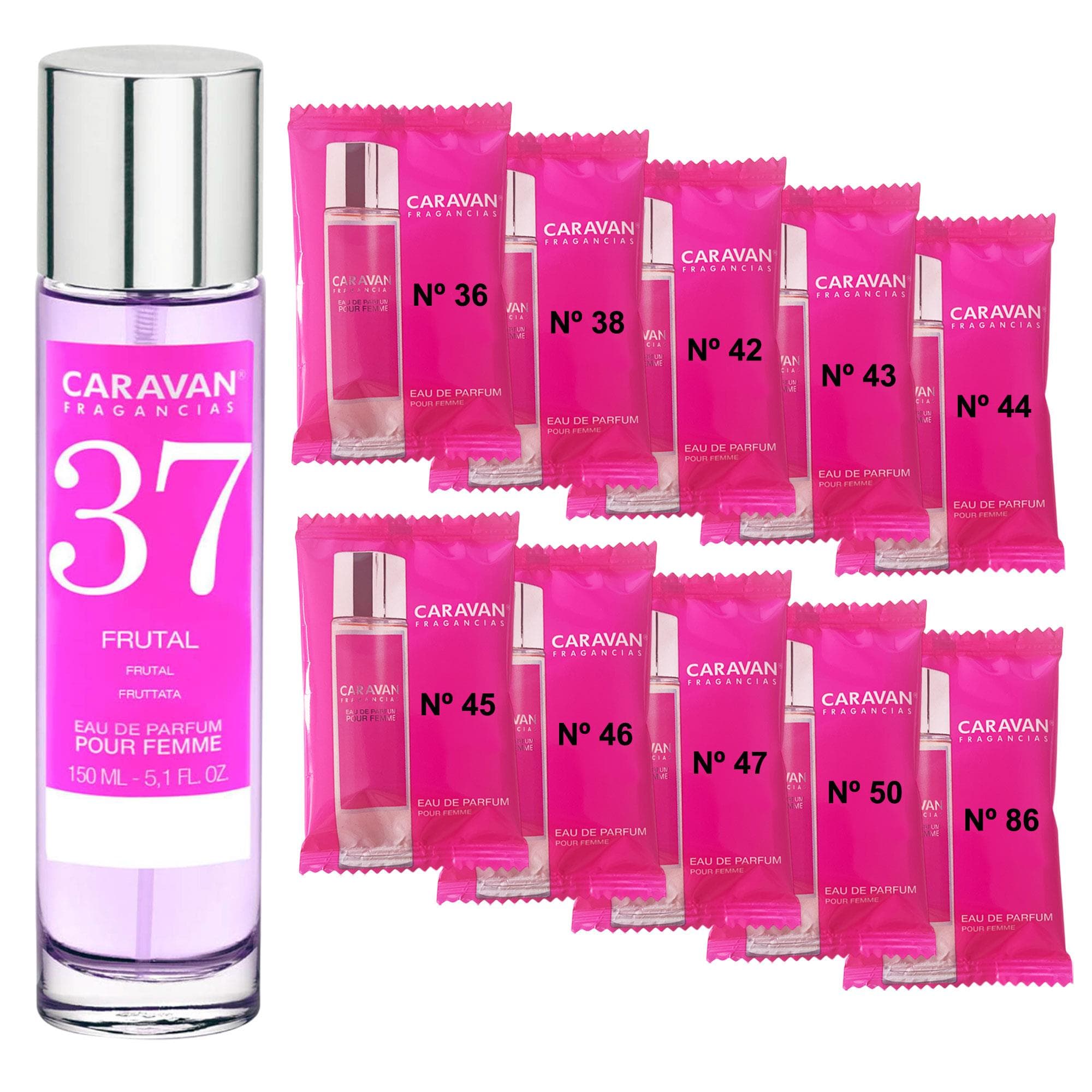 CARAVAN FRAGANCIAS Perfume de Mujer Nº45 de 150 ml + Set de 10 Viales de Fragancias femeninas distintas de Caravan para descubrir nuevos aromas