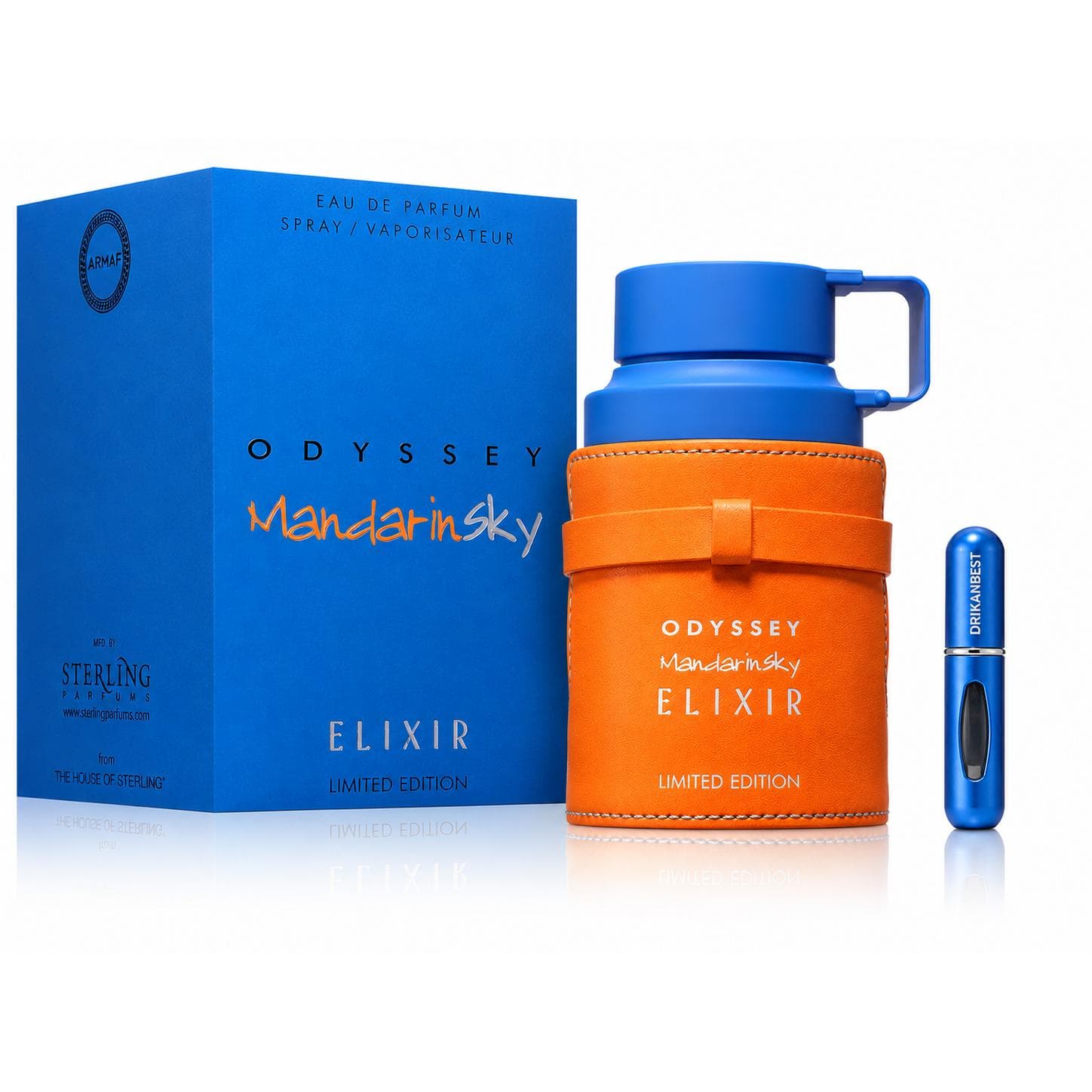Armaf Odyssey Mandarin Sky Elixir EDP 100ml – Perfume Unisex Cítrico Amaderado de Larga Duración + Atomizador Drikanbest 5ml de Regalo