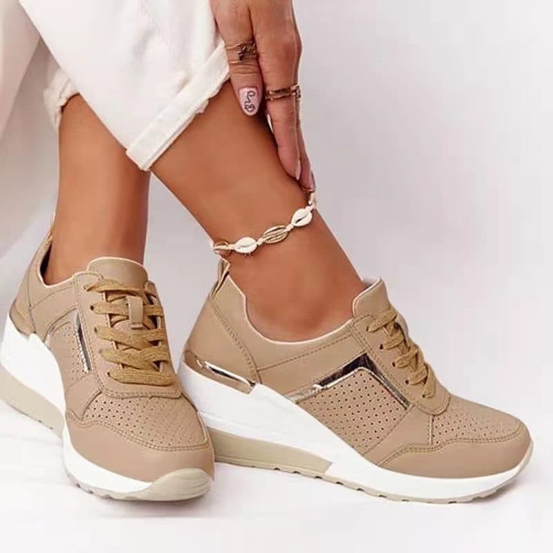 TK Nuevas zapatillas para Mujer con Tacón de cuña Grande de talla 35-43, zapatillas para correr de Malla transpirado en juego con El color para Mujer.