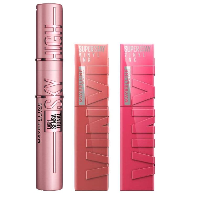 Maybelline New York | Pack Rutina Pintalabios Superstay Vynil tono Coy+ Mascara High Lash Sky Black + Pintalabios Superstay Vynil tono Cheeky
