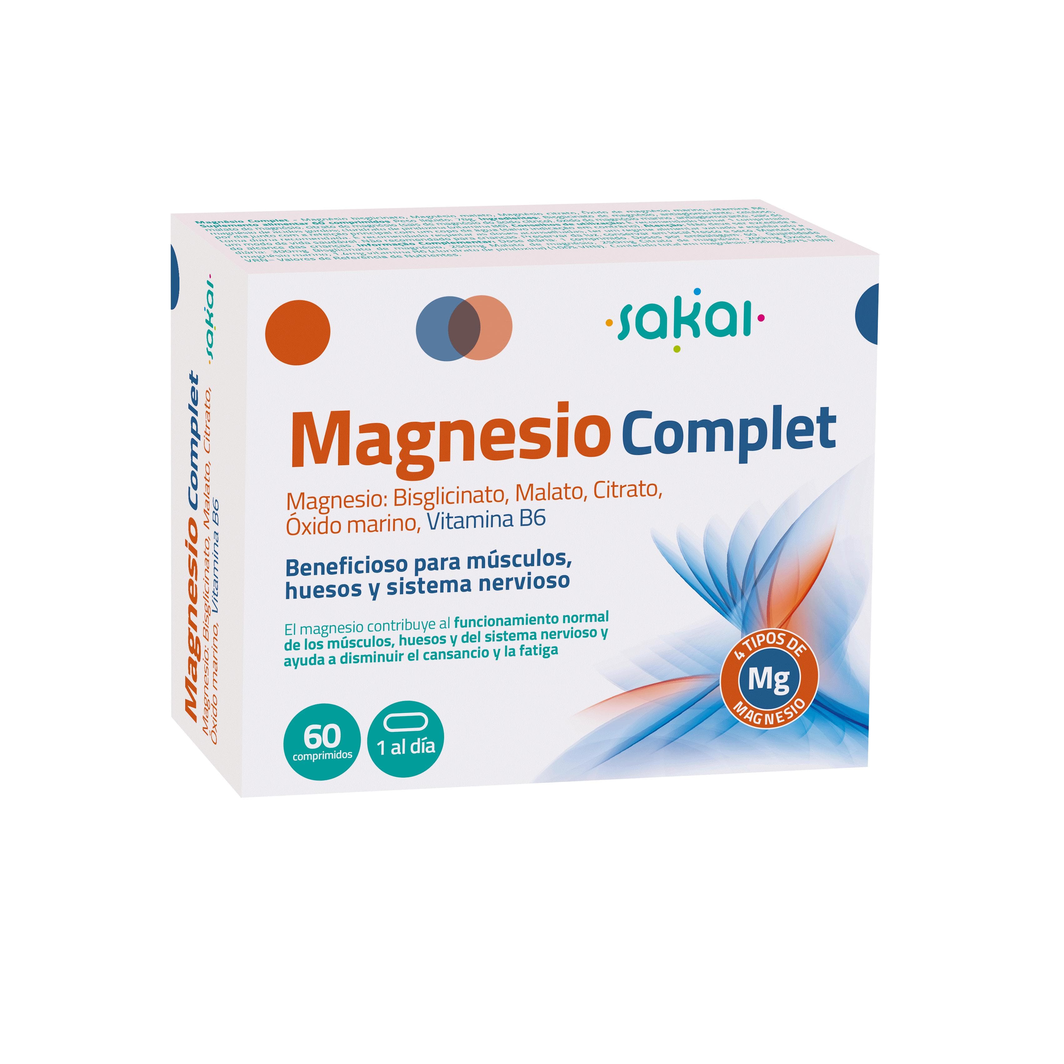 SAKAI - MAGNESIO COMPLET 5 EN 1 | Sales de Magnesio + B6 para Relajación Muscular + Energía + Salud Ósea
