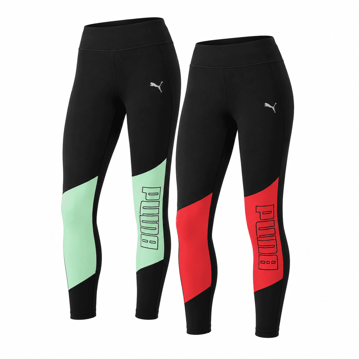 Pack de 2 Leggings Deportivos PUMA DryCELL para Mujer - 1 Verde y 1 Rojo