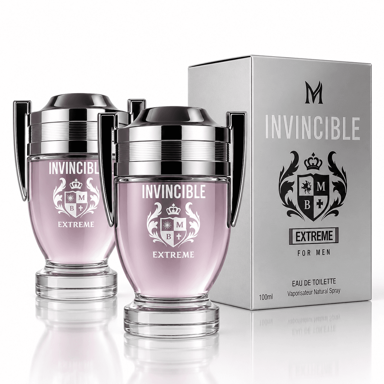 Pack 2 Unidades Invincible Extreme Eau de Toilette para Hombre 100 ml, Perfume Masculino Intenso Ambarado Especiado y Amaderado, Fragancia Cálida y Envolvente, Frasco Trofeo con Spray, Ideal Día y Noche