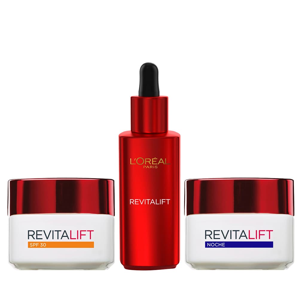 L'Oréal Paris | Revitalift Serum antiarrugas - Con Pro-Retinol - 30ml + Crema de Día Antiarrugas con protección solar - Con Pro-Retinol - 50 ml + Crema Noche Antiarrugas - Con Pro-Retinol - 50 ml