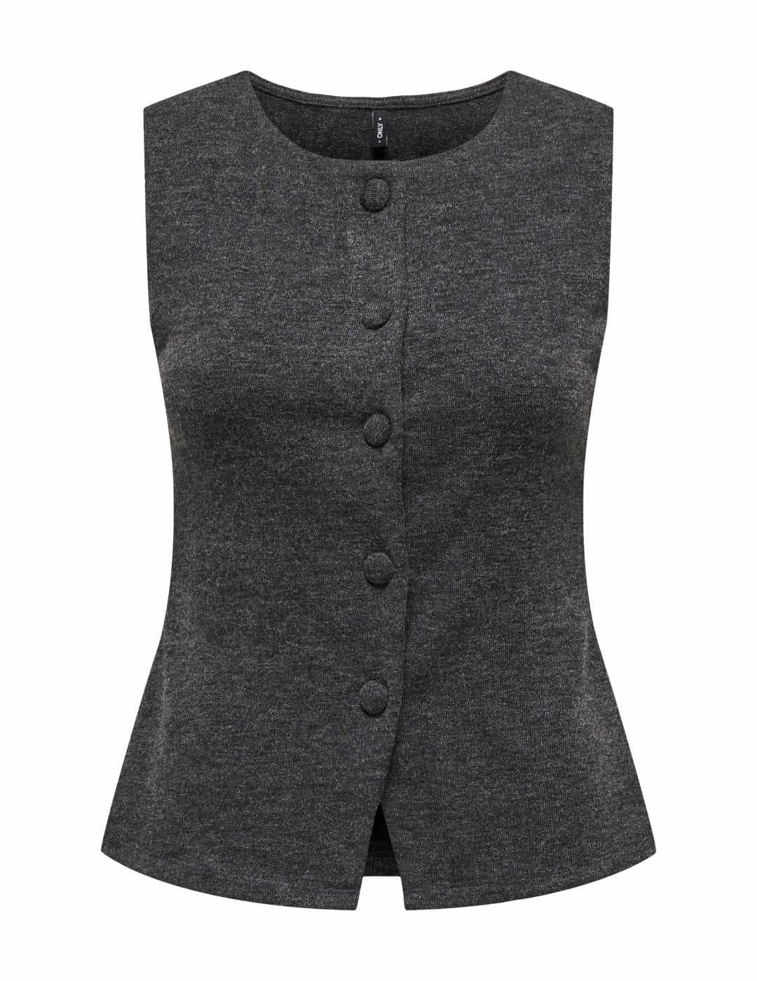 Chaleco Only Kaya gris de punto botones para mujer