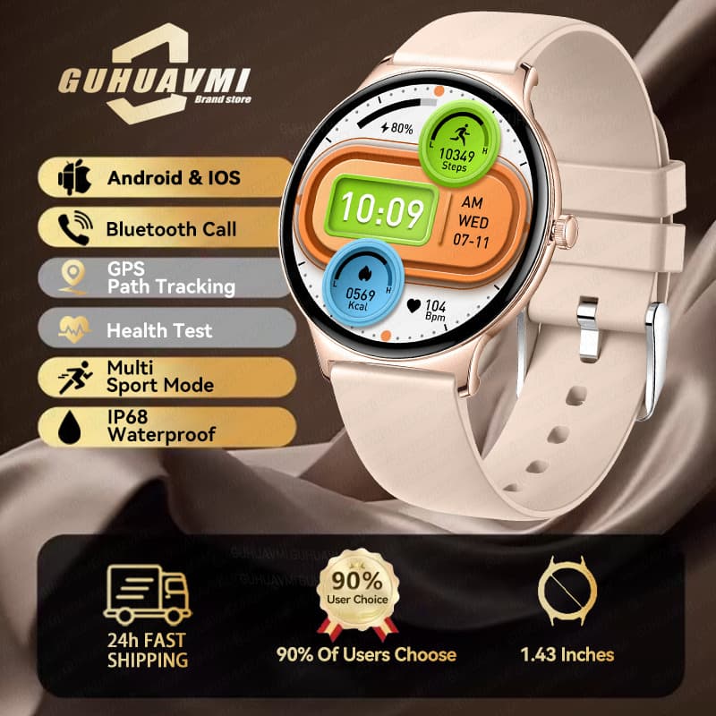 Reloj inteligente ultradelgado para mujer, pulsera con Pantalla AMOLED de 1,43 pulgadas, 466x466, píxeles HD, Bluetooth, llamadas