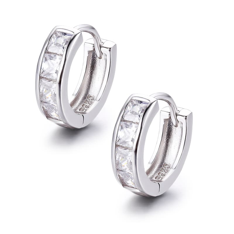 Encantador anillo de plata de primera ley y circón para mujer, aretes pequeños, plata esterlina, Circonia cúbica, zirconia, circonita, zirconita, 12mm, 925