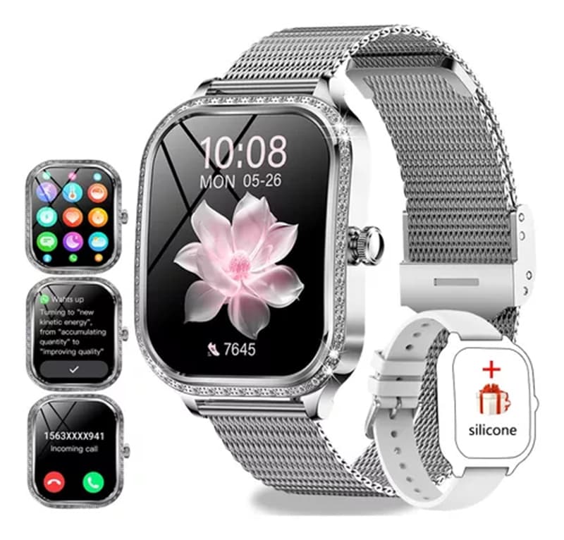 Reloj inteligente para mujer 1,75 pulgadas de AMOLED Superficie curva Pantalla,Reloj impermeable,Llamada inalámbrica Bluetooth,100 + imágenes personalizadas,Modo multideportivo,Regalos de navidad,regalos de año nuevo,regalos exquisitos para mujeres,2025