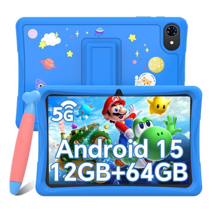 Kids Tablet 10'' Android 15, 4GB RAM+8GB Expandable, 64GB ROM, 5G WiFi, Widevine L1, 5000mAh Kids Tablet PC, K10