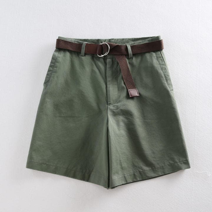 Shorts De Verano Para Mujer De Talla Alta Y Pierna Ancha S-XXL Estilo Casual En 4 Colores A-Line Con Cinturón Y Botones