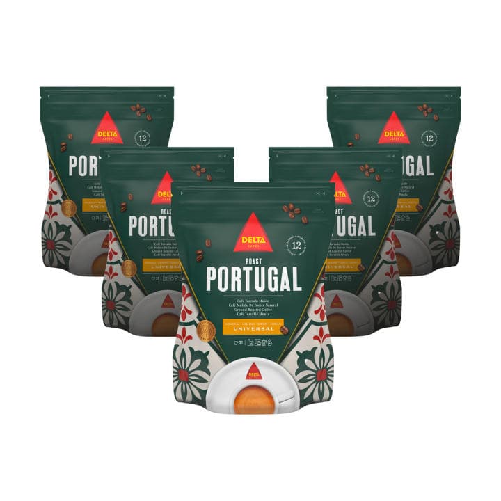 Delta Portugal Café Molido Natural - Pack 5 Unidades x 220g - Aroma a Cereales y Especias