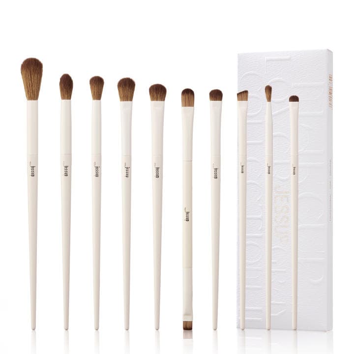 Set de Maquillaje Jessup 10-14pcs Pinceles Sintéticos para Base-Polvo-Contorno-Sombra-Delineador-Resalado