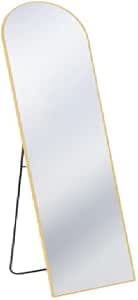 SONGMICS Espejo de longitud completa, 165 x 60 cm, espejo de suelo arqueado con soporte