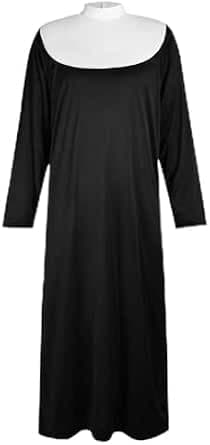 Aomig Disfraz Monja Mujer, Vestido Fancy Dress, Gorro Collar Cruz