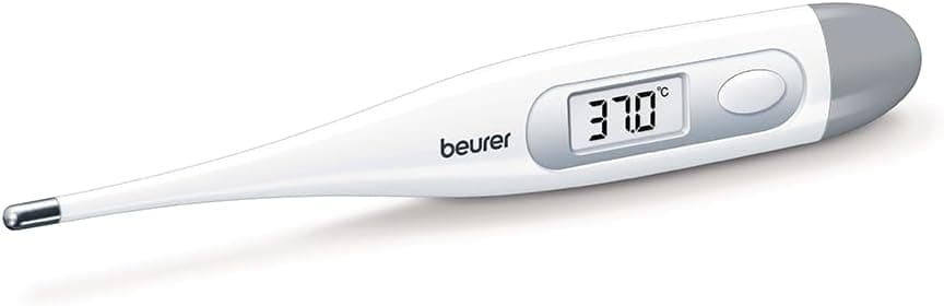 Beurer FT09 Termometro Digital y Corporal, Resistente al Agua, pantalla LCD con rango de medición +/- 0.1 ºC, señal acústica, sin Cristal, Color Blanco