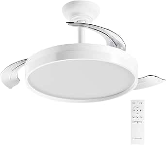 LEDUNI Ventilador de techo color Blanco 72W 7590lm,Aspas retráctiles
