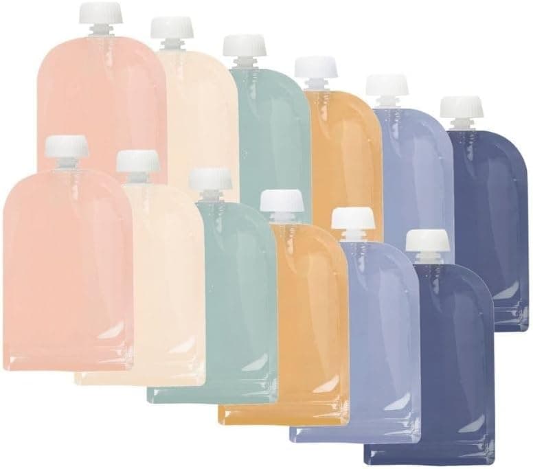 Jané Bolsas para Purés y Comida de Bebé 100 ml, Pack de 12, Apertura Inferior Hermética, Sin BPA, Lavavajillas y Congelador