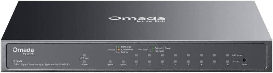 TP-Link ES210GP Easy Switch Administrable Omada 10 Puertos Gigabit con 8 Puertos PoE+