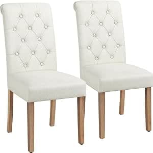 Yaheetech Juego de 2 Sillas de Comedor Silla Acolchada de Tela Beige