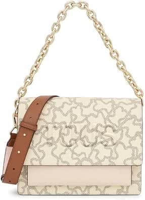 TOUS Bandolera Mediana Audree Chain Beige, Para Mujer, Medidas 20 x 25 x 12 cm, Colección Kaos Icon